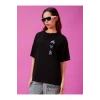 Baskılı Oversize T-shirt - Siyah