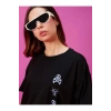 Baskılı Oversize T-shirt - Siyah