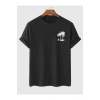Baskılı Oversize Bisiklet Yaka T-shirt - Siyah