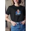 Unisex Bisiklet Yaka Baskılı Oversize T-Shirt - Siyah
