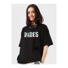 Baskılı Oversize T-shirt - Siyah