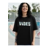 Baskılı Oversize T-shirt - Siyah