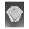 Baskılı Oversize Bisiklet Yaka T-shirt - Beyaz