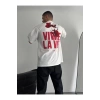 Baskılı Oversize Bisiklet Yaka T-shirt - Beyaz