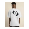 Unisex Bisiklet Yaka Baskılı Oversize T-Shirt - Beyaz