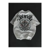 Unisex Bisiklet Yaka Baskılı Oversize T-Shirt - Beyaz
