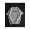 Unisex Bisiklet Yaka Baskılı Oversize T-Shirt - Beyaz