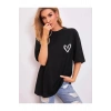 Bisiklet Yaka Baskılı Oversize T-Shirt - Siyah