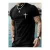 Baskılı Oversize Bisiklet Yaka T-shirt - Siyah