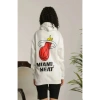 Unisex Kapşonlu Baskılı Sweetshirt - Beyaz