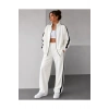 Scuba Kumaş Oversize Şerit Detaylı Fermuarlı Alt Üst Eşofman Takımı - Beyaz