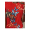 Kadın Kısa Kollu Mavi Sarı Kelebek Baskı Süprem T-shirt