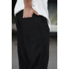 Erkek Ham Keten Beli Lastikli Cepli Regular Fit Boru Paça Pantolon - Siyah
