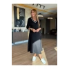 Kadın Uzun Kollu V Yakalı Midi çağla Yeşili Modal Elbise