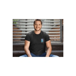 Erkek Bisiklet Yaka Baskılı Oversize T-Shirt - Siyah