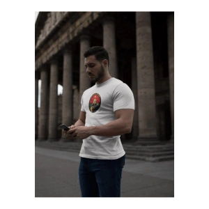 ERKEK Bisiklet Yaka Baskılı Kısa kol T-Shirt - Beyaz