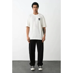 İpeksi Unisex Bisiklet Yaka Baskılı Oversize T-shirt - Beyaz