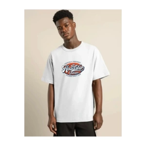 Unisex Baskılı Oversize T-Shirt - Beyaz