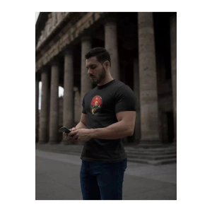 MyTerrax Unisex Bisiklet Yaka Baskılı Oversize T-Shirt - Siyah