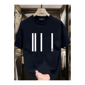 Baskılı Oversize Bisiklet Yaka T-shirt - Siyah