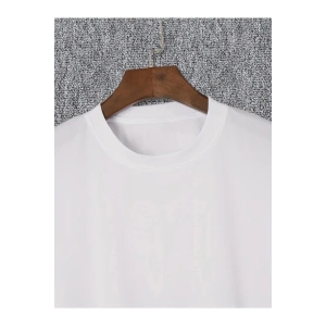 munn collection Baskılı Oversize Bisiklet Yaka T-shirt - Beyaz