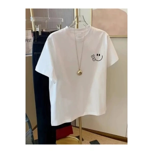 Mra Fashion Baskılı Oversize Bisiklet Yaka T-shirt - Beyaz