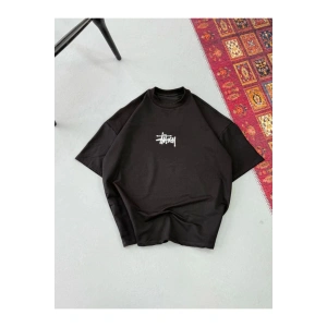 Erkek Baskılı Oversize T-shirt - Siyah