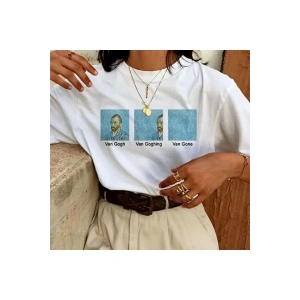 Unisex Baskılı Oversize T-Shirt - Beyaz
