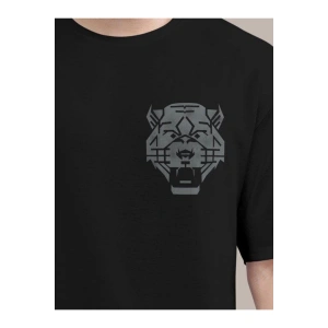 Erkek Baskılı Oversize T-shirt - Siyah