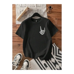 Baskılı T-shirt - Siyah
