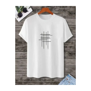 Unisex Baskılı Oversize T-Shirt - Beyaz