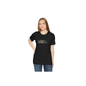 Unisex Bisiklet Yaka Baskılı T-Shirt - Siyah