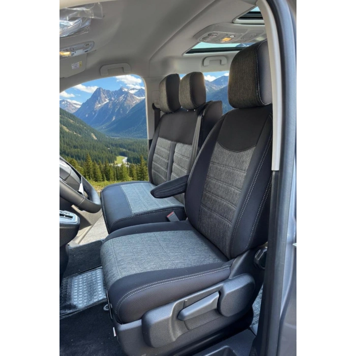 CİTROEN -PEUGEOT (8+1)- ÖZEL DİKİM -1100 KETEN- SİYAH DERİ