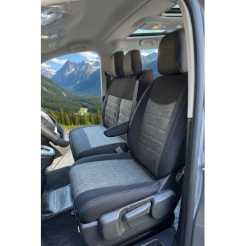 CİTROEN -PEUGEOT (8+1)- ÖZEL DİKİM -1100 KETEN- SİYAH DERİ