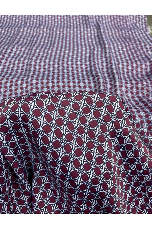 BORDO-MAVİ DESENLİ FLOŞ VİSKON