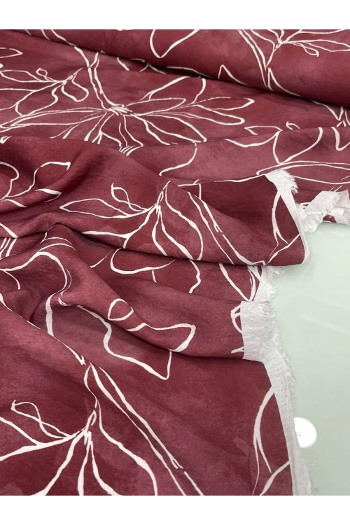 BORDO RENK ÇİÇEKLİ MODAL VİSKON