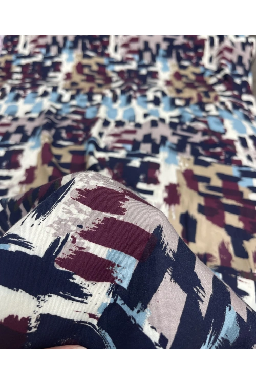 BORDO-SİYAH SOYUT FIRÇA DARBELİ GEOMETRİK DESEN
