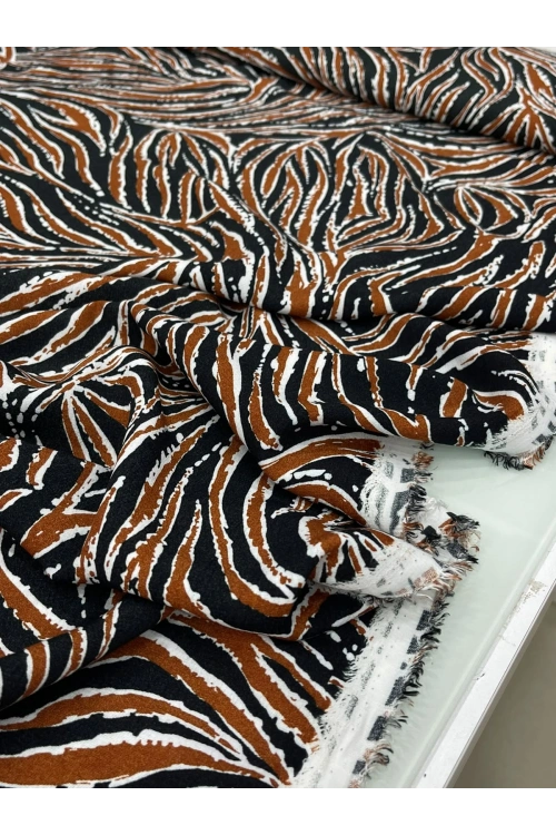 KİREMİT RENGİ ZEBRA DESEN MAROKEN VİSKON
