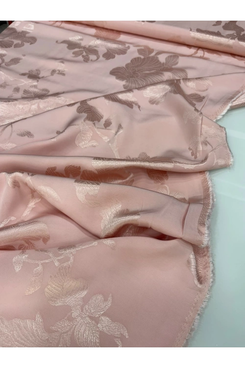 TOZ PEMBE BÜYÜK ÇİÇEK DESENLİ İPEK JAKAR