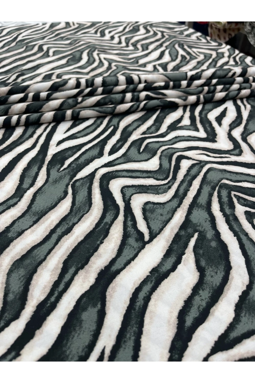 KREM-YEŞİL ZEBRA DESEN VİSKON