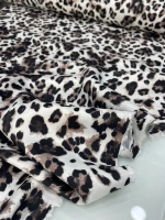 BEYAZ ZEMİNLİ LEOPAR DESEN FLOŞ VİSKON