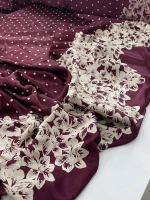 BORDO-BEYAZ PUANTİYE DESEN ETEĞİ SULU FLOŞ VİSKON