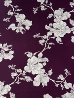 BORDO-KREM BÜYÜK ÇİÇEK DESENLİ VİSKON