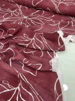 BORDO RENK ÇİÇEKLİ MODAL VİSKON