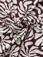 BORDO RENK DESENLİ KETEN VİSKON