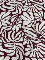 BORDO RENK DESENLİ KETEN VİSKON