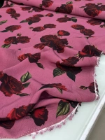 PEMBE-KIRMIZI GÜL DESEN MAROKEN VİSKON