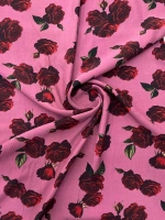PEMBE-KIRMIZI GÜL DESEN MAROKEN VİSKON