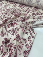 VİŞNE RENGİ ETNİK DESEN MODAL VİSKON
