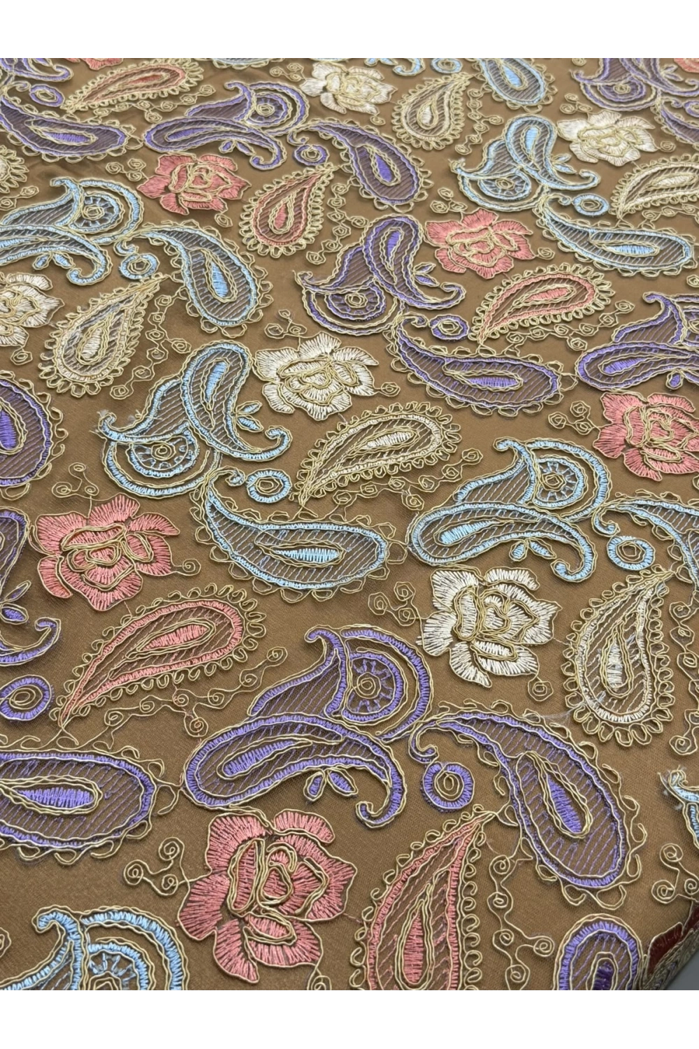 GOLD-LİLA RENK ŞAL DESEN DANTEL